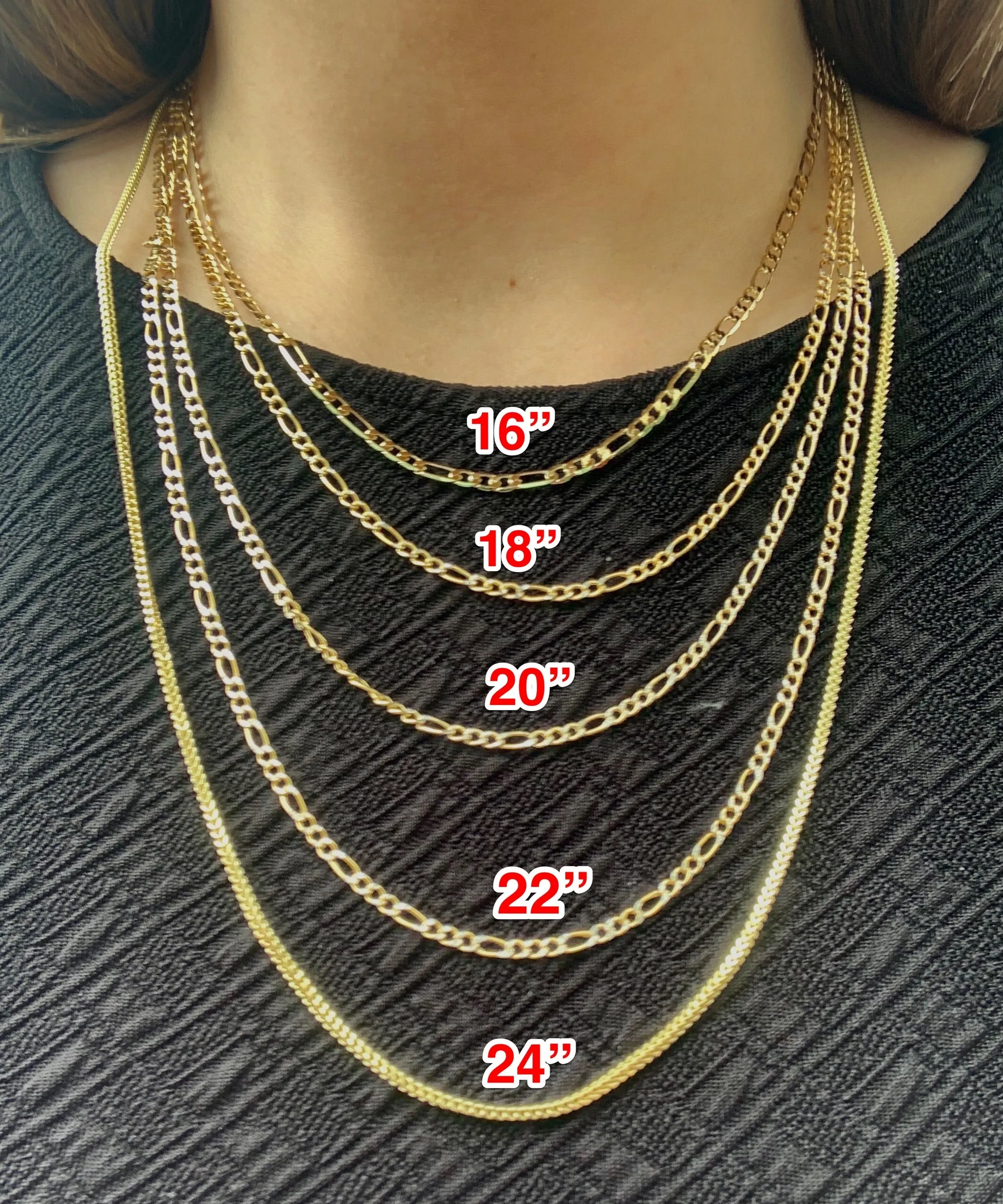 10k Solid Gold Diamond Cut (White Gold) Figaro Chain 18-26 inches 4.5-5mm (Semi-Hollow Style)