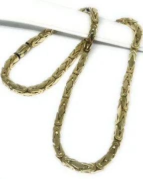 14k Solid Gold MONACO BYZANTINE Chain 24 inch 6mm (Semi-Hollow Style) (60g)