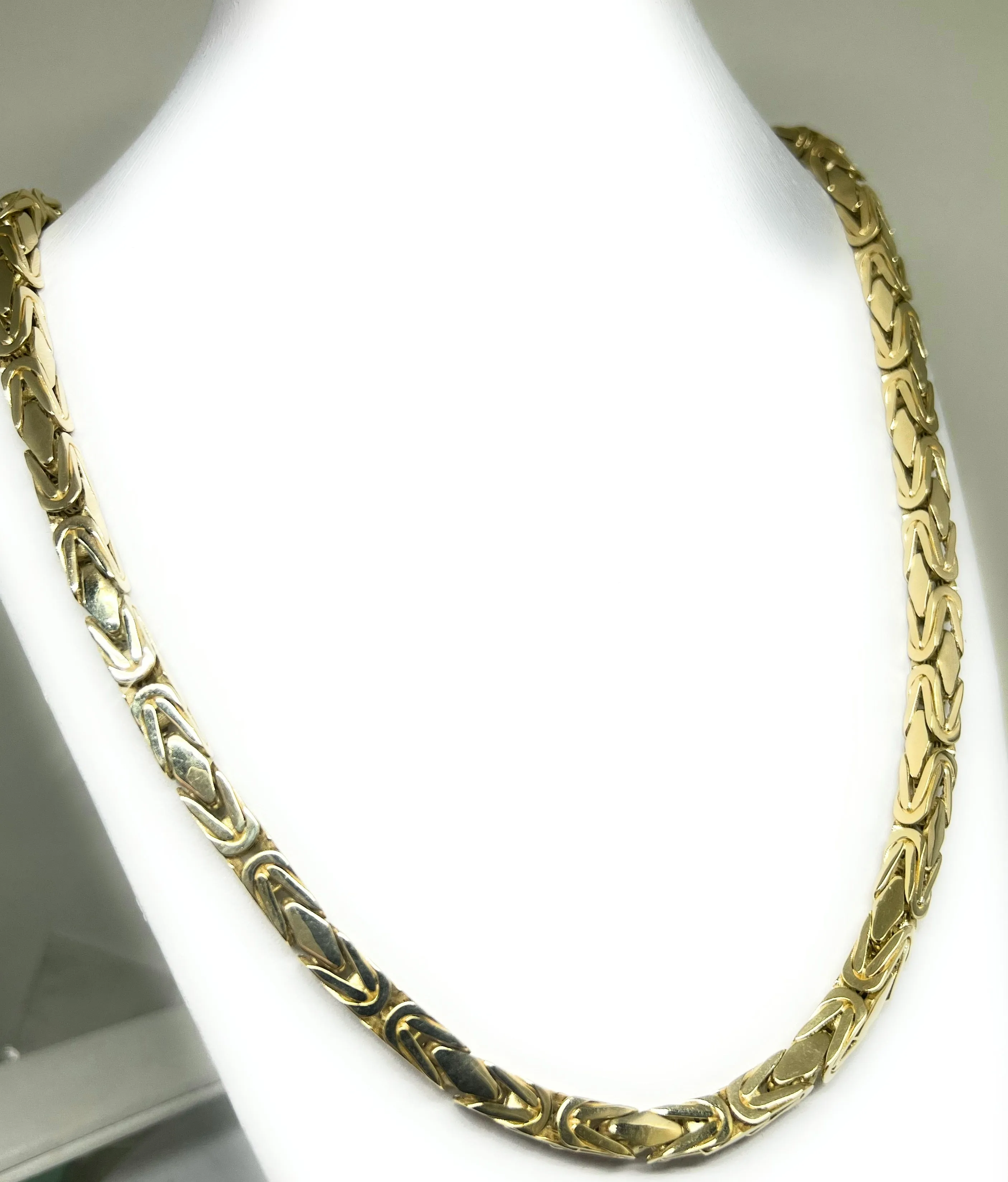 14k Solid Gold MONACO BYZANTINE Chain 24 inch 6mm (Semi-Hollow Style) (60g)