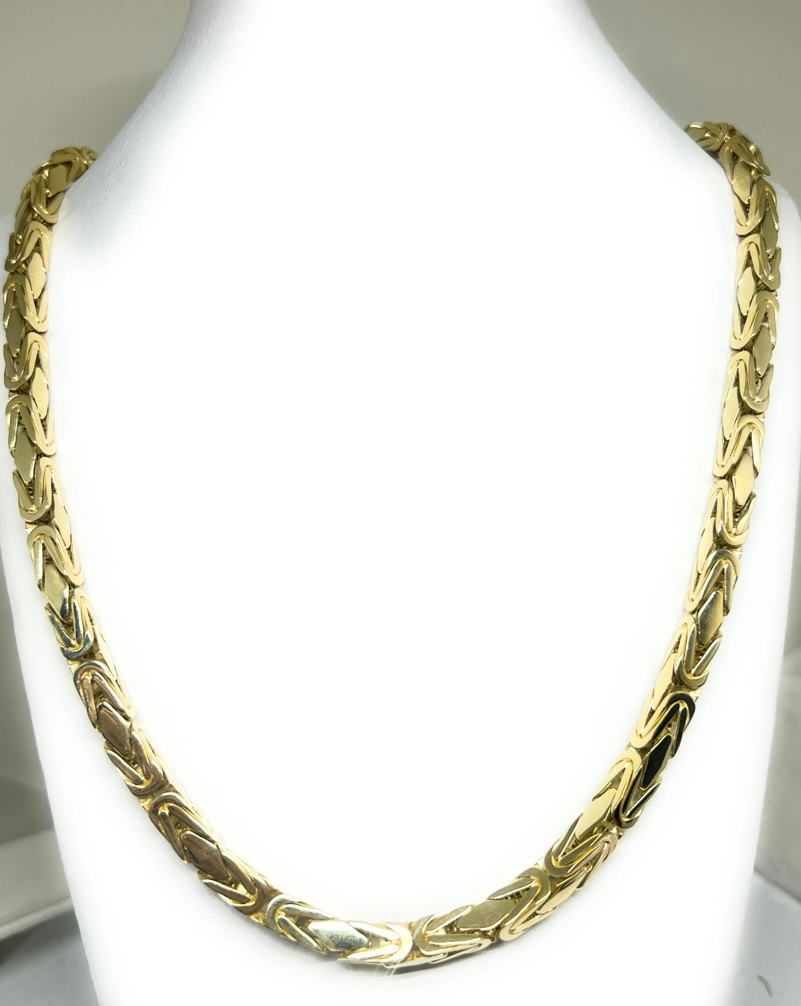 14k Solid Gold MONACO BYZANTINE Chain 24 inch 6mm (Semi-Hollow Style) (60g)