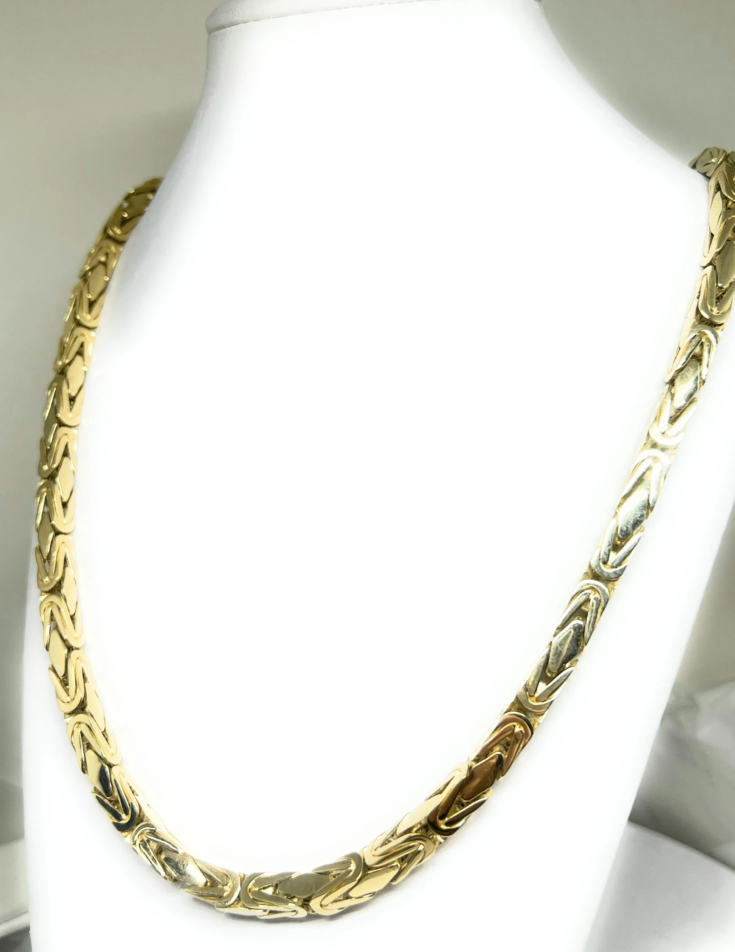 14k Solid Gold MONACO BYZANTINE Chain 24 inch 6mm (Semi-Hollow Style) (60g)