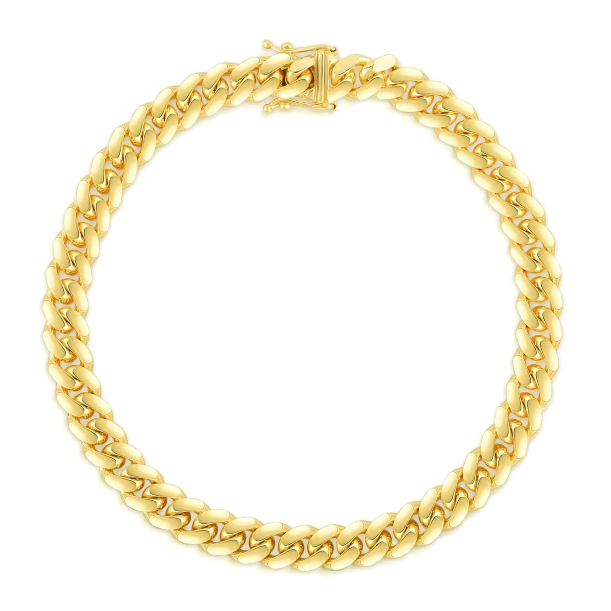 14k Yellow Solid Gold Miami Cuban Link Chain Necklace, Width 8.2mm