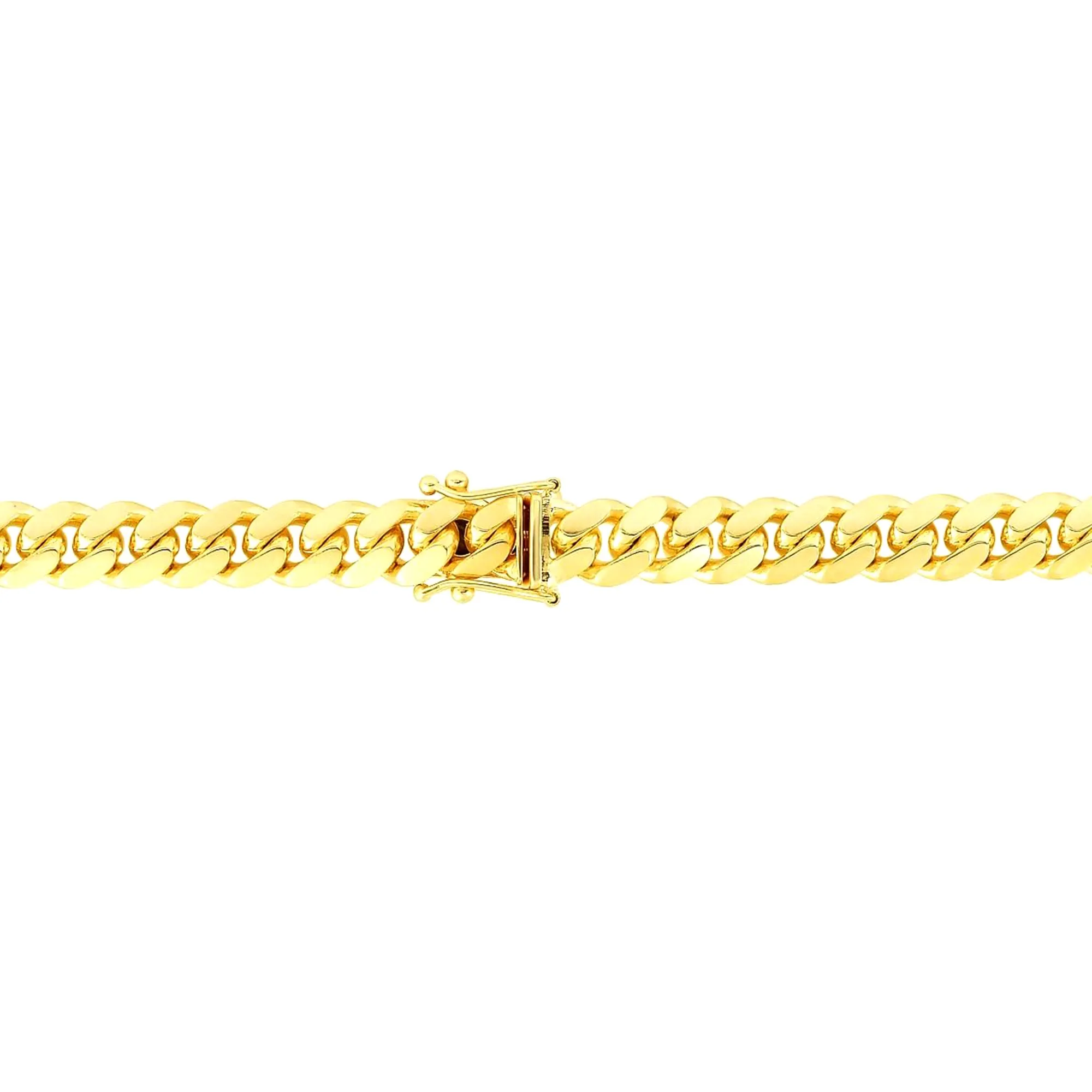 14k Yellow Solid Gold Miami Cuban Link Chain Necklace, Width 8.2mm