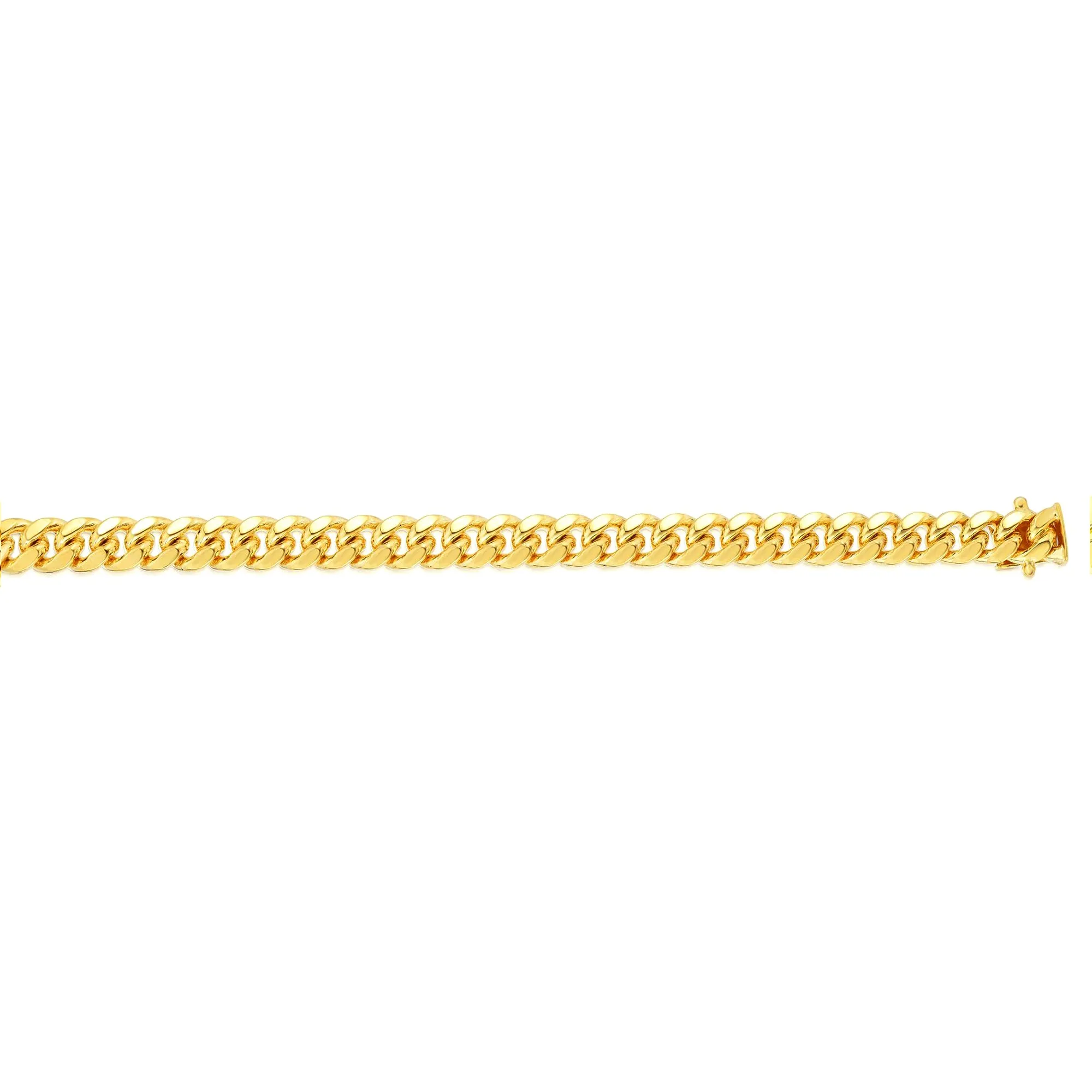 14k Yellow Solid Gold Miami Cuban Link Chain Necklace, Width 8.2mm