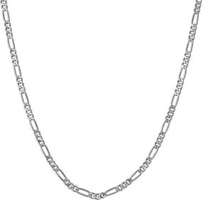 2.5mm Figaro Chain, Rhodium