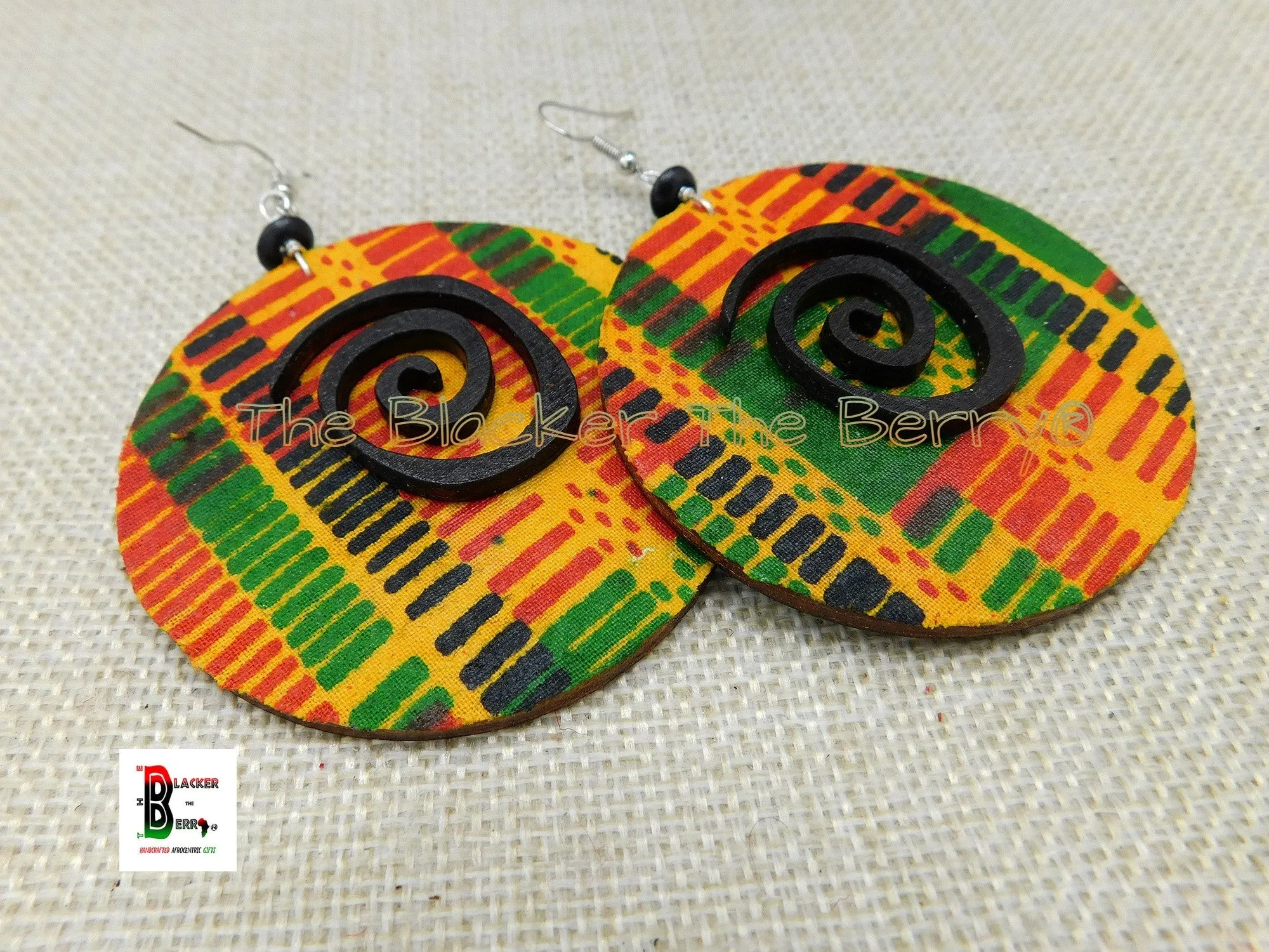 African Earrings Kente Jewelry Ethnic Women Handmade Black Owned