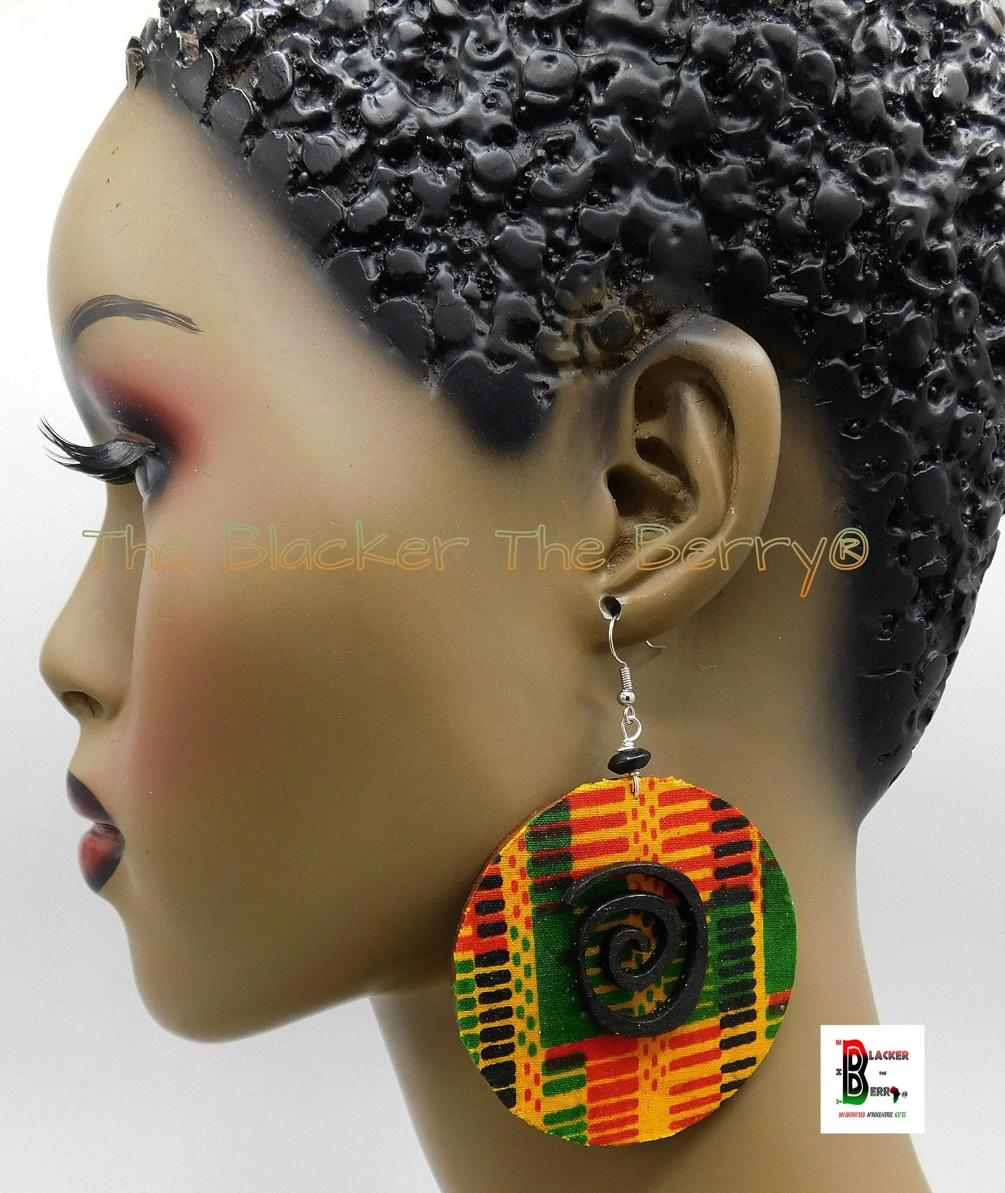 African Earrings Kente Jewelry Ethnic Women Handmade Black Owned