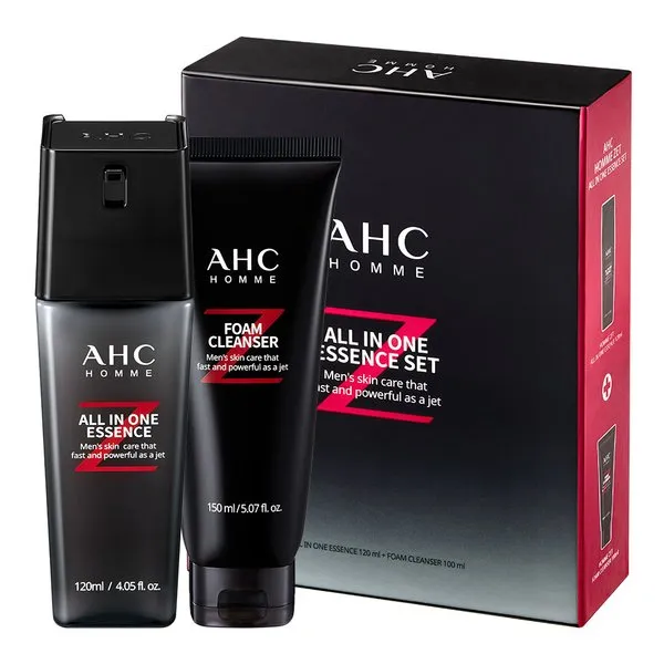 AHC Homme Z All-In-One Essence Sets Dry Skincare for Mens Moisture clean Gifts Helps hydrate Hyaluronic Acid removing dead skin 