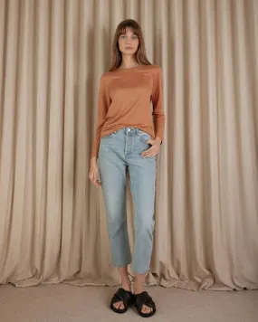 Amelius - Priya Long Sleeve Linen Jersey Top  Rust