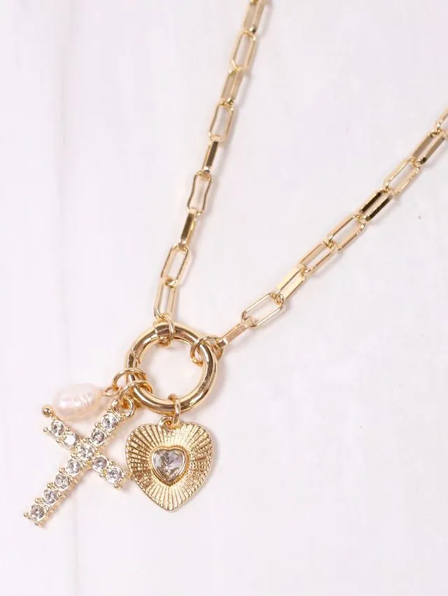 Arya Charm Cluster Necklace GOLD