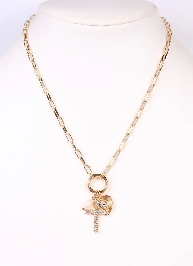 Arya Charm Cluster Necklace GOLD