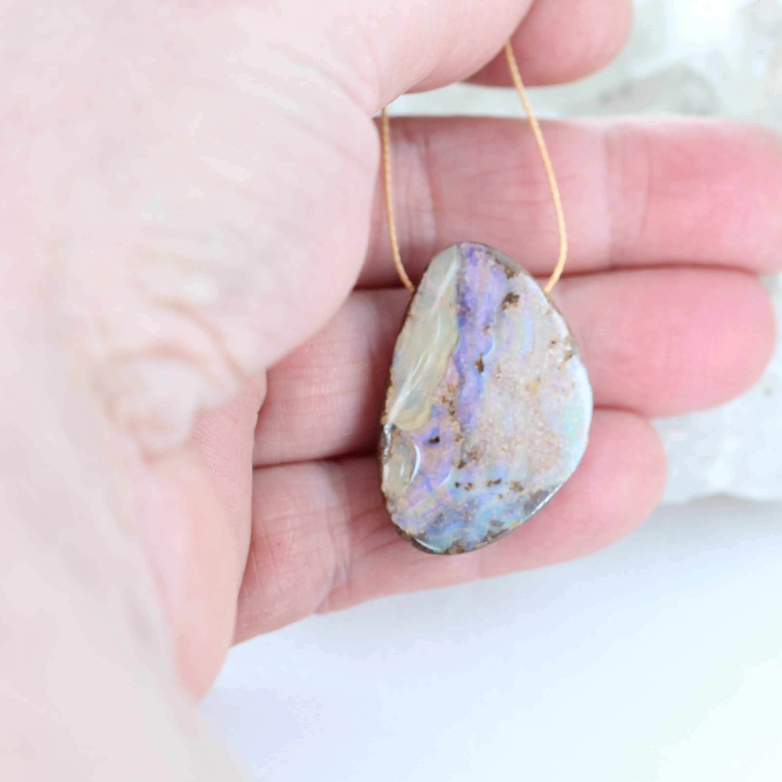 Australian Golden Boulder Opal Golden Pendant #2