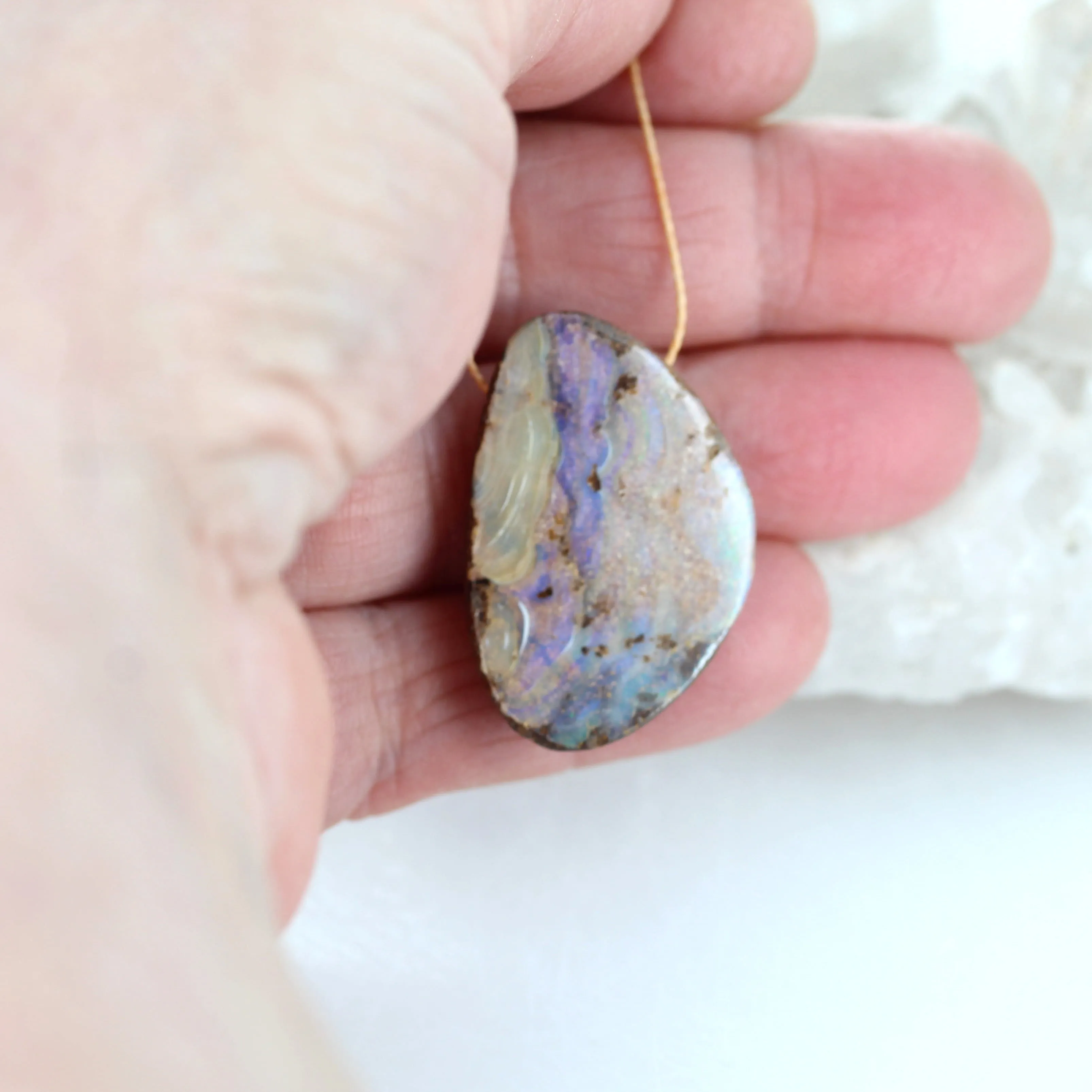 Australian Golden Boulder Opal Golden Pendant #2