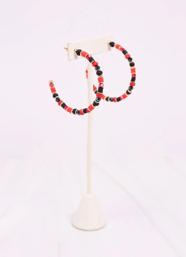 Bartlett Beaded Hoop Earring RED BLACK