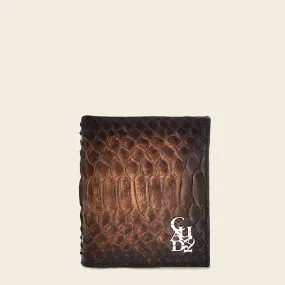 BC014PH - Cuadra honey python skin bi fold wallet for men