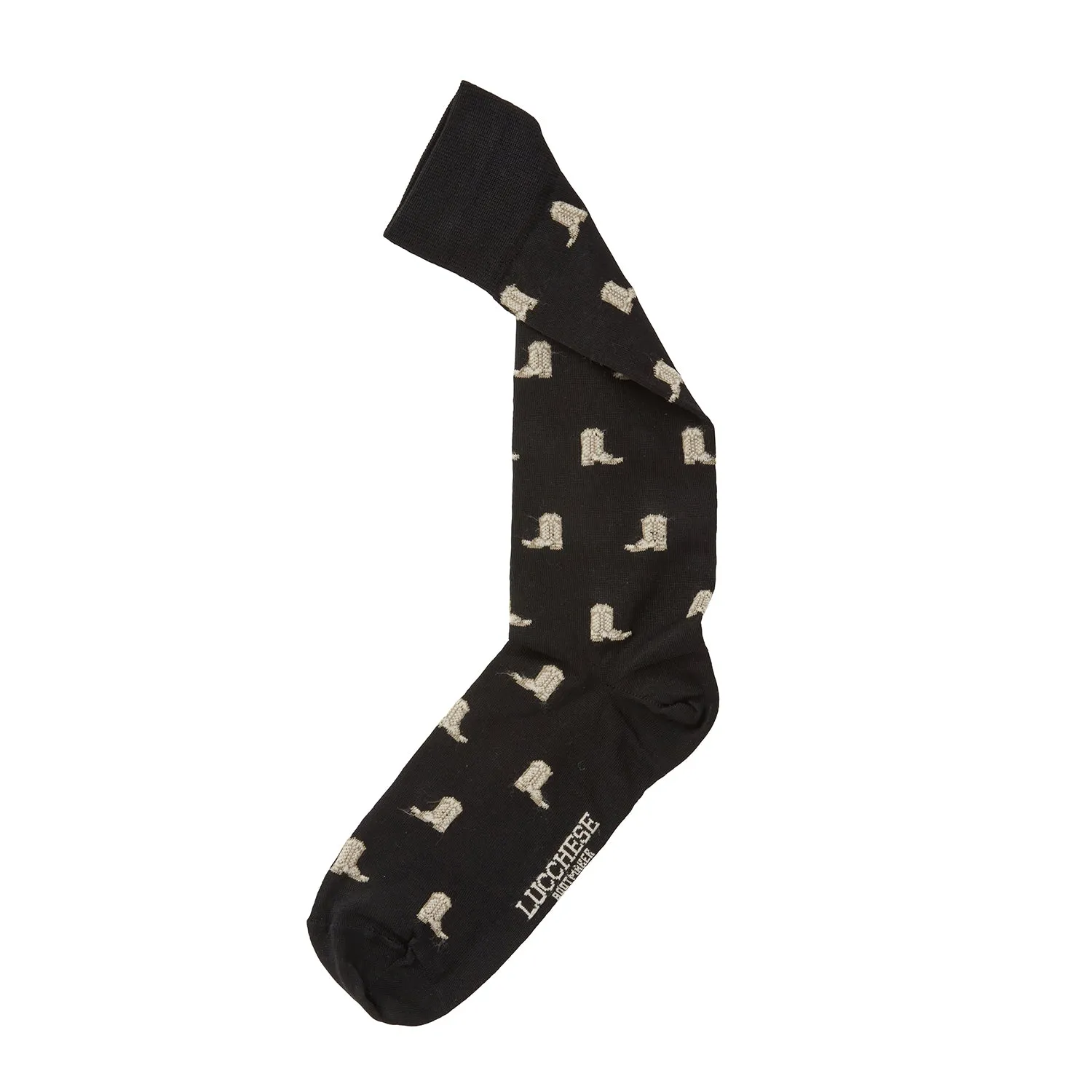 Boot Print Dress Socks :: Black