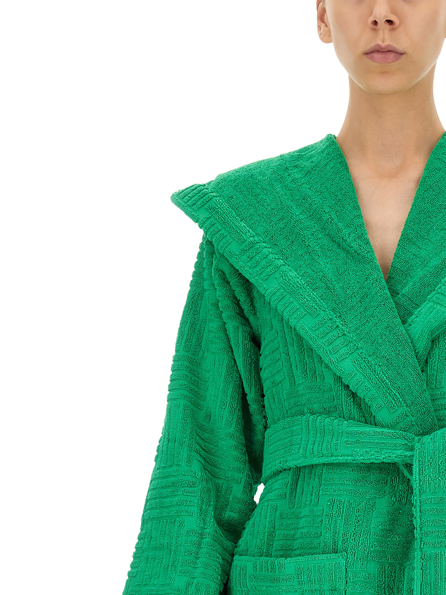 BOTTEGA VENETA    TERRY COTTON BRAIDED PATTERN BATHROBE