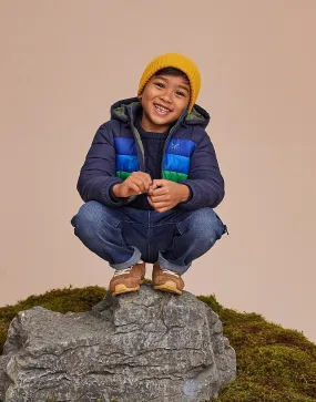 Boy's Lightweight Colourblock Jacket in Blue and Khaki from Crew Clothing Company