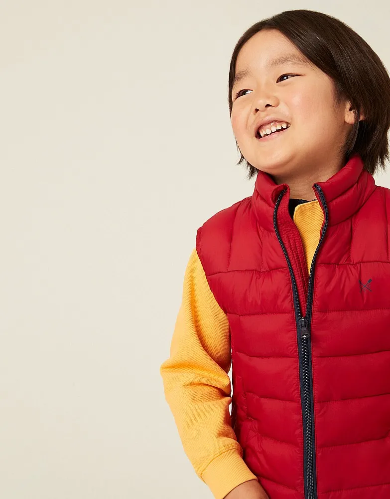 Boy's Lightweight Lowther Gilet in Red from Crew Clothing Company