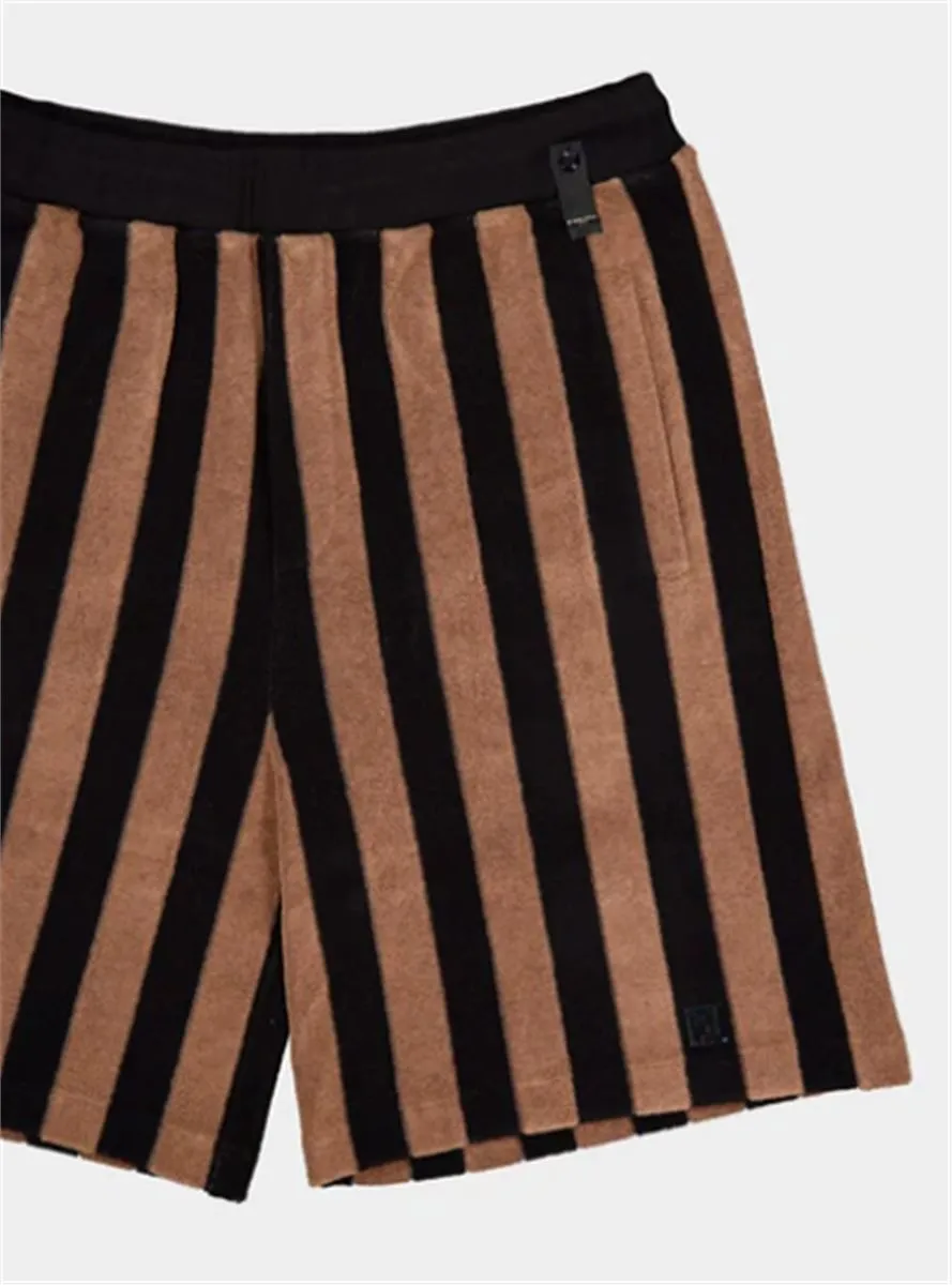 BROWN PEQUIN TERRY BERMUDA SHORTS