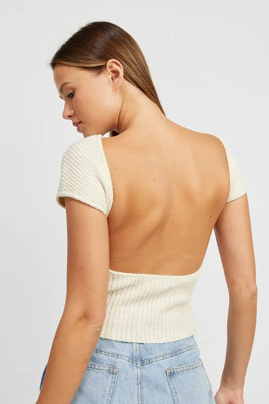 CAP SLEEVE TOP WITH OPEN BACK