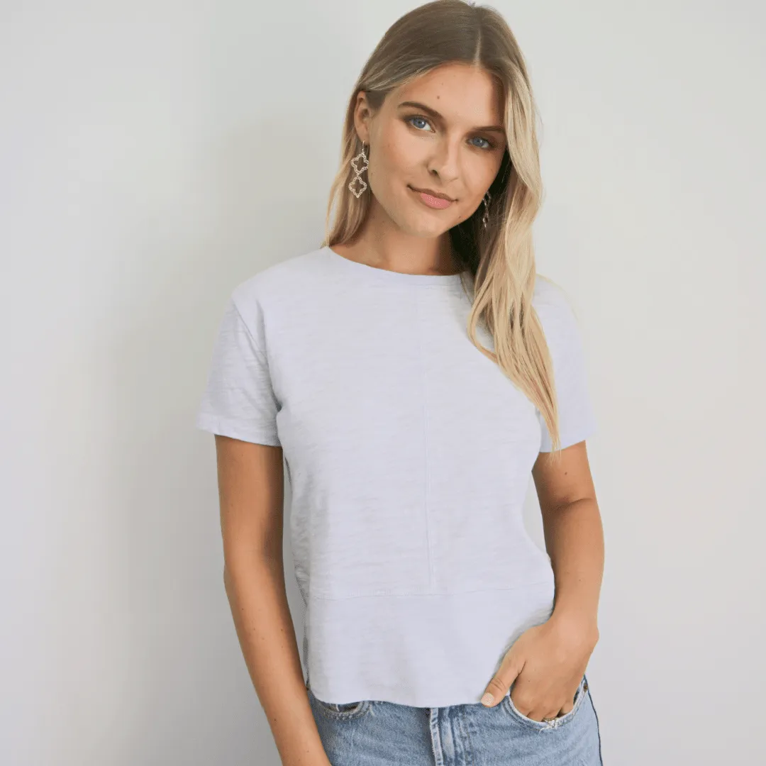 Celia Perfect Length Tee in Arctic Blue - Short Sleeve