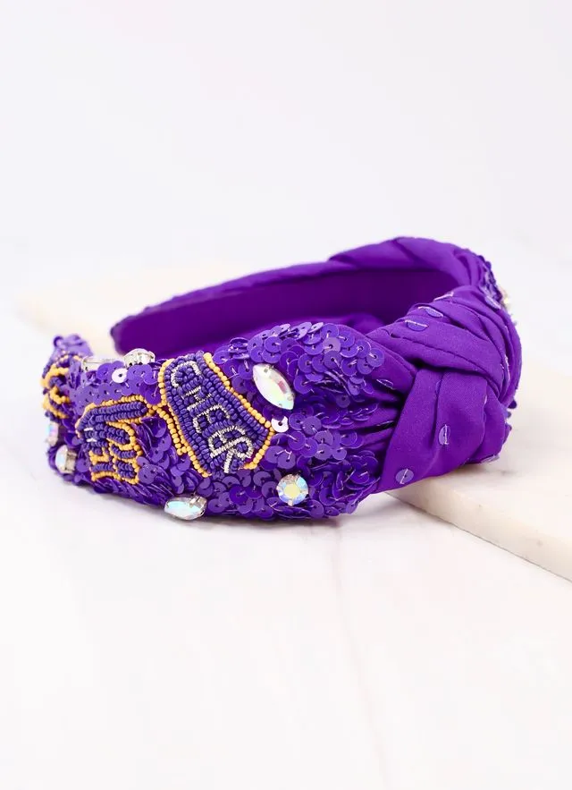 Cheer Sequin Headband PURPLE YELLOW