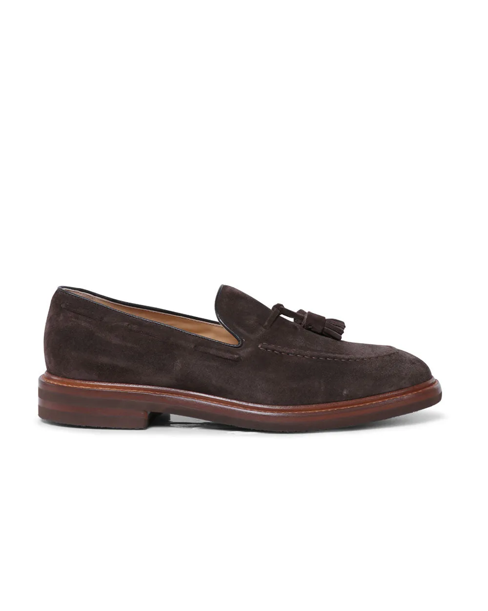 Corvino Suede Tassel Loafer in Brown