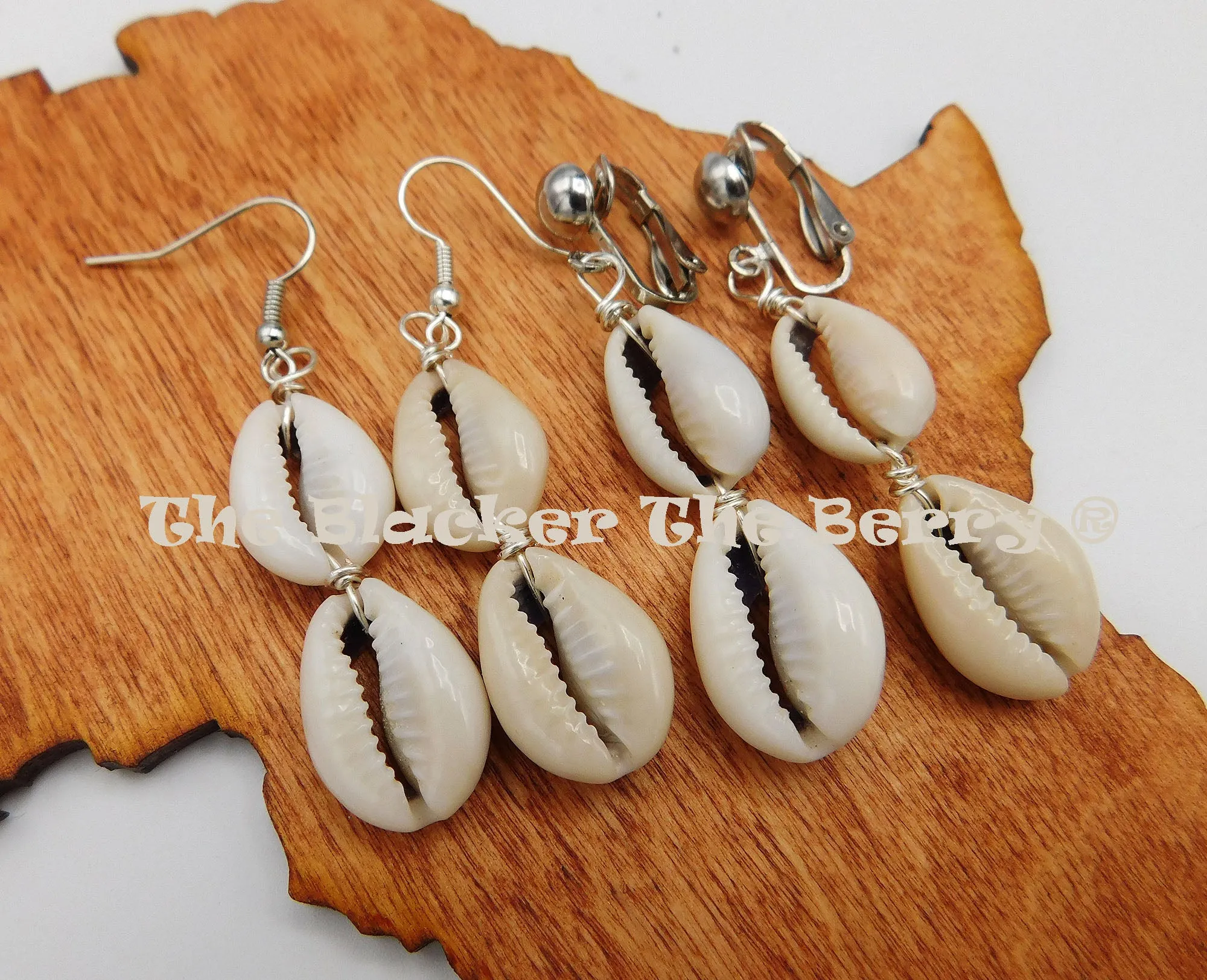 Cowrie Earrings Wire Handmade Women Double Dangle Jewelry