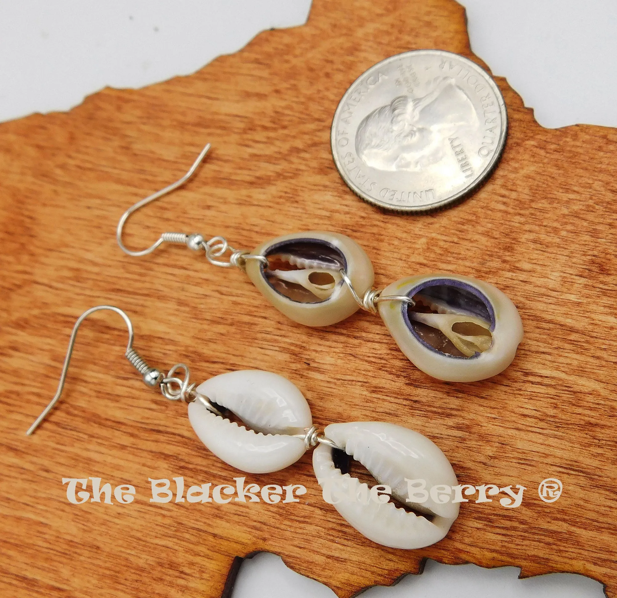 Cowrie Earrings Wire Handmade Women Double Dangle Jewelry