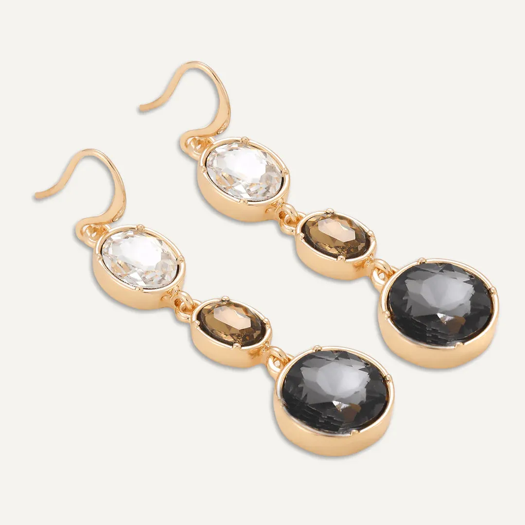 DE1135M -Smokey Brown Jewel Hook Earrings- D&X London