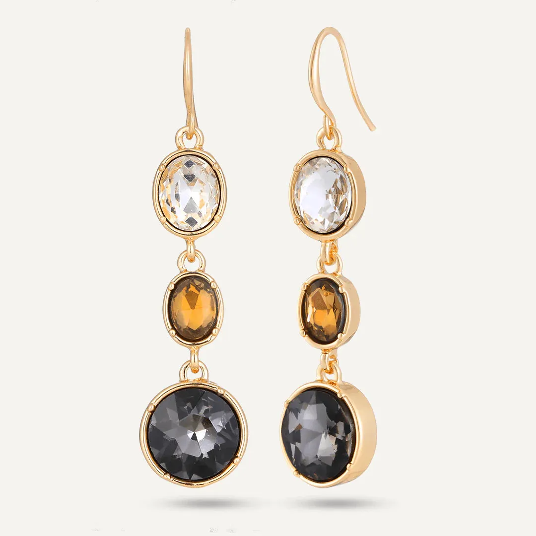 DE1135M -Smokey Brown Jewel Hook Earrings- D&X London