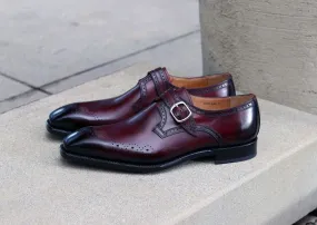 Eric Burnished Calfskin Monkstrap Shoe Burgundy