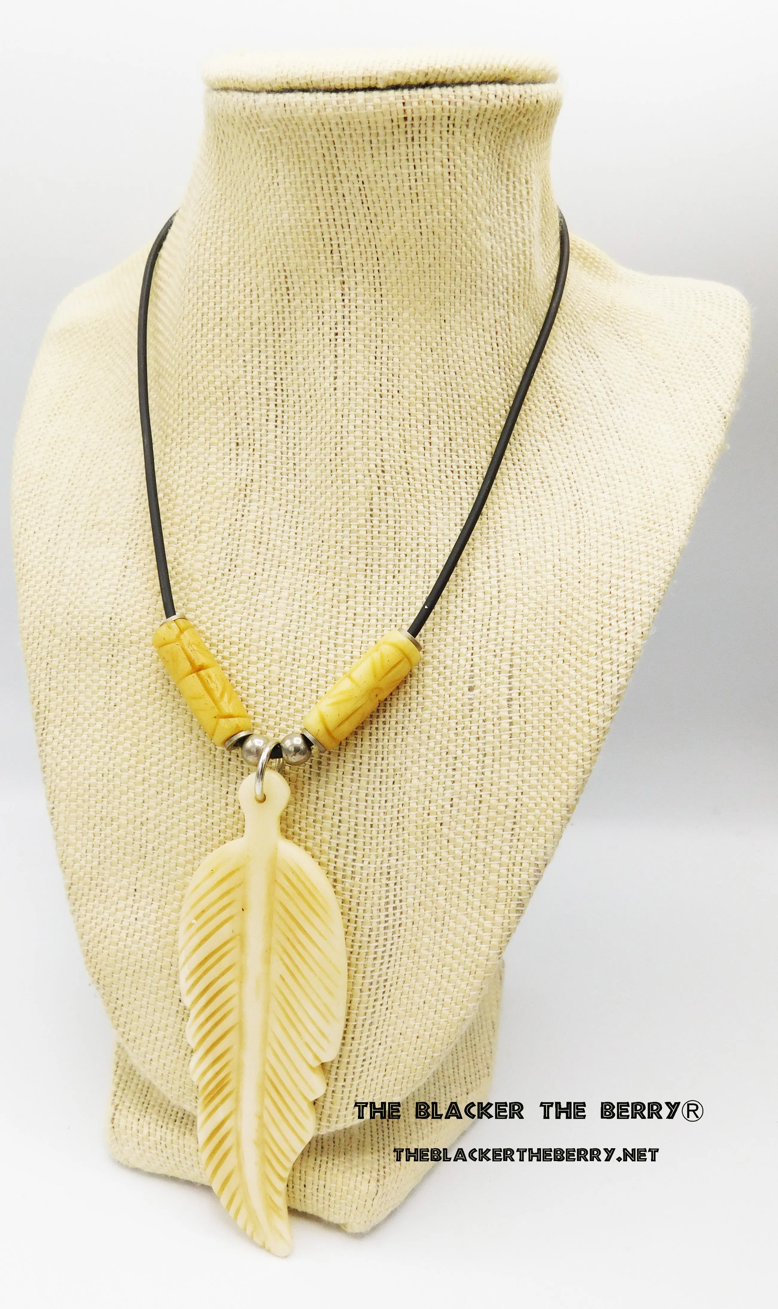 Ethnic Bone Feather Necklace Women Jewelry Adjustable