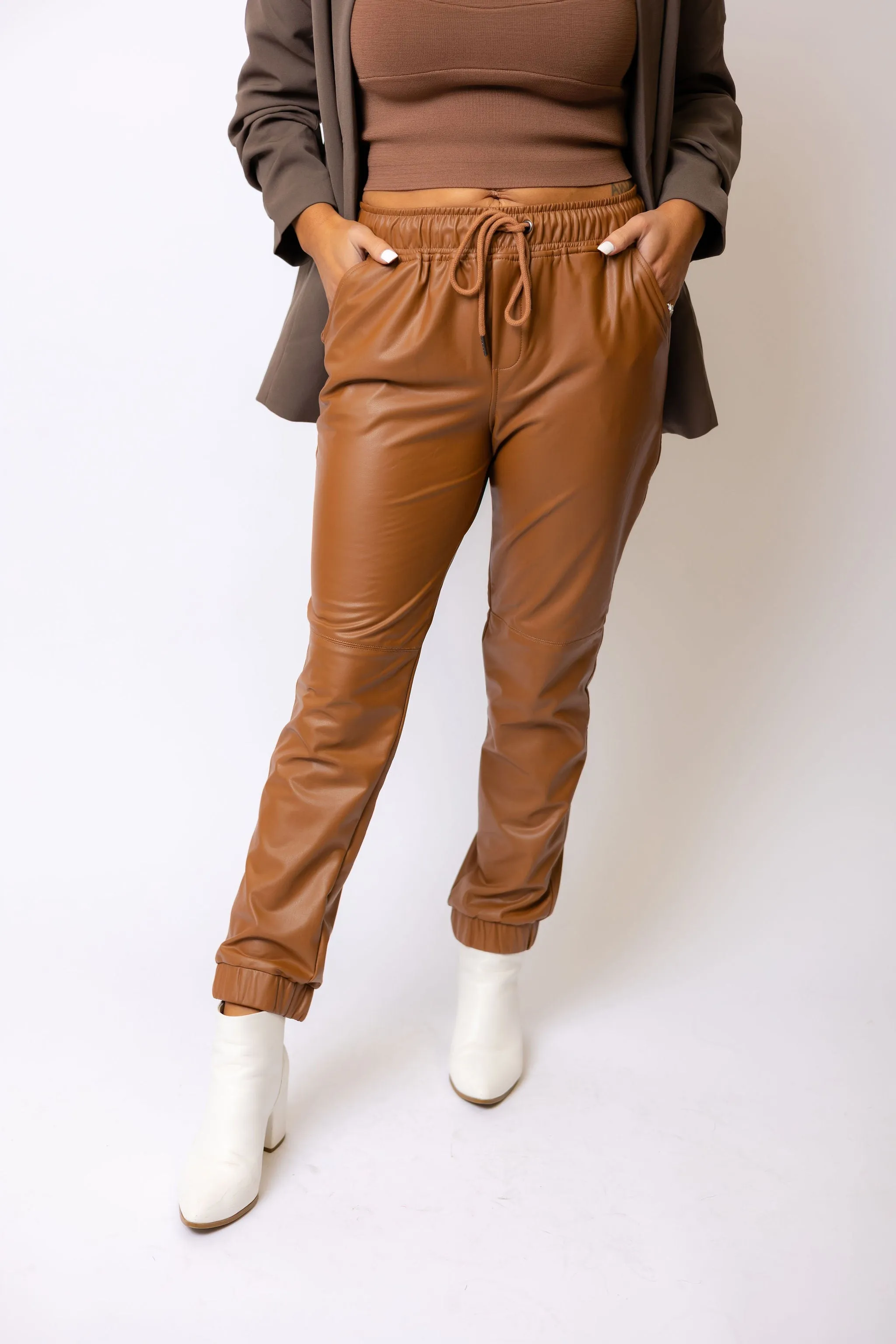 Faux Leather Joggers