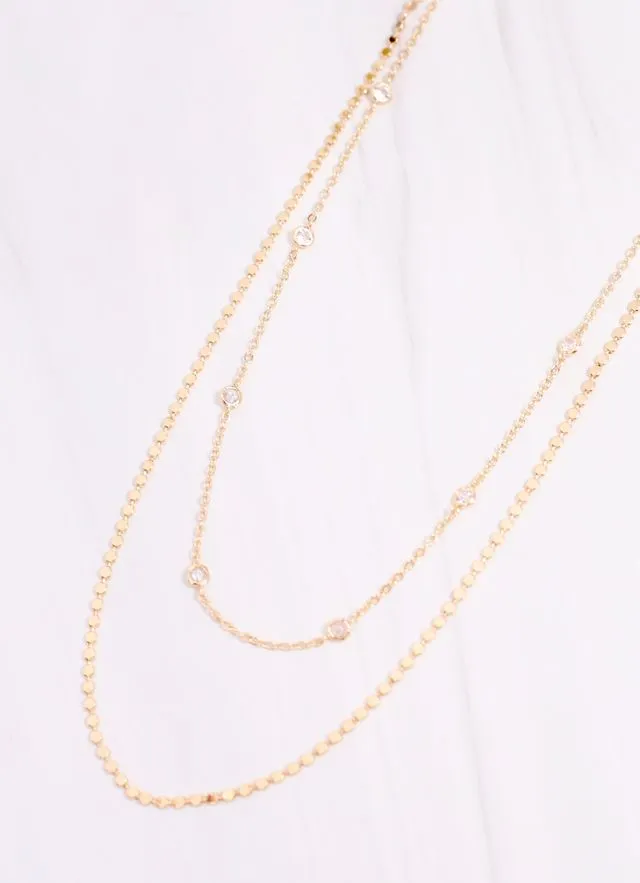 Fremen Layered CZ Necklace GOLD