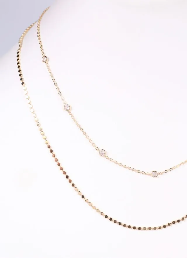 Fremen Layered CZ Necklace GOLD