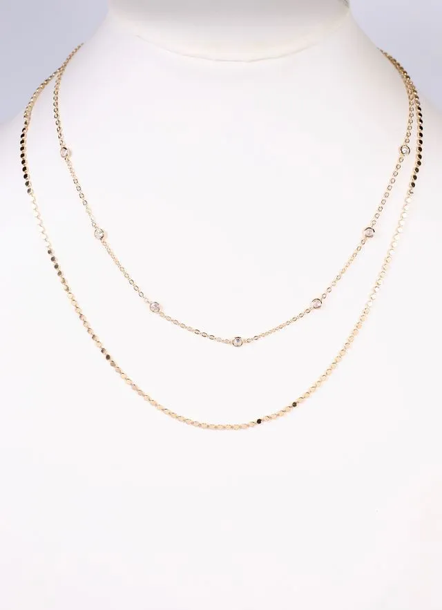 Fremen Layered CZ Necklace GOLD