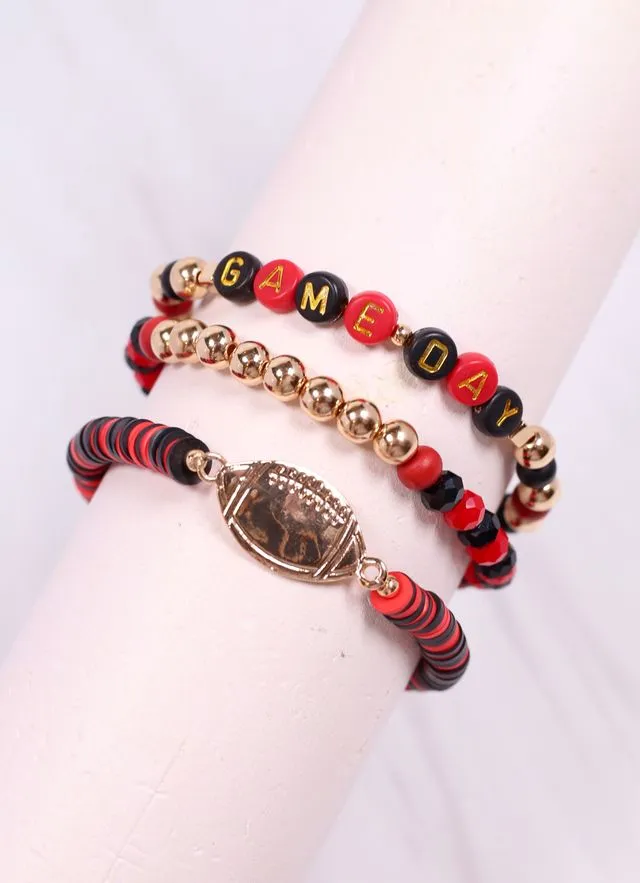 Game Day Bracelet Set RED BLACK