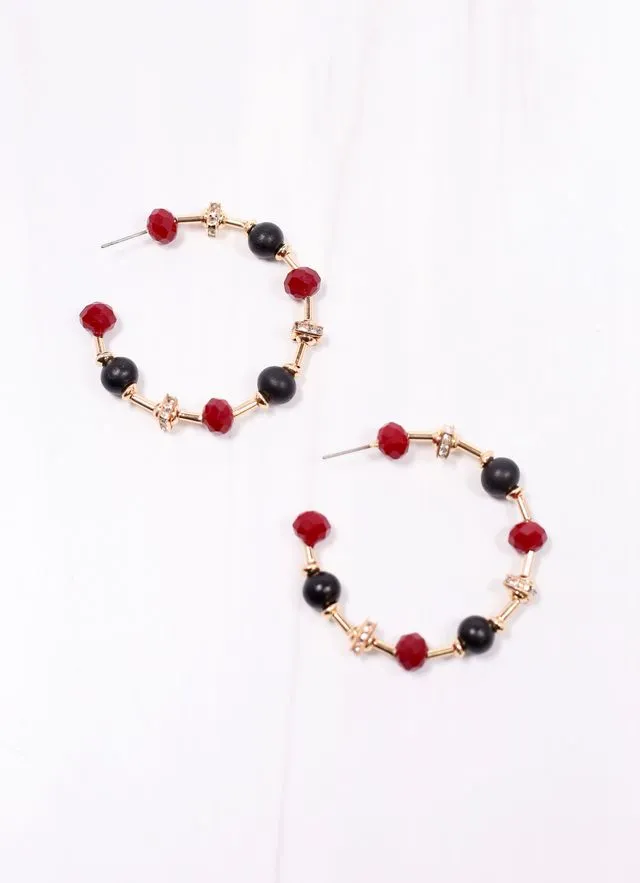 Gerald Beaded Hoop Earring GARNET BLACK