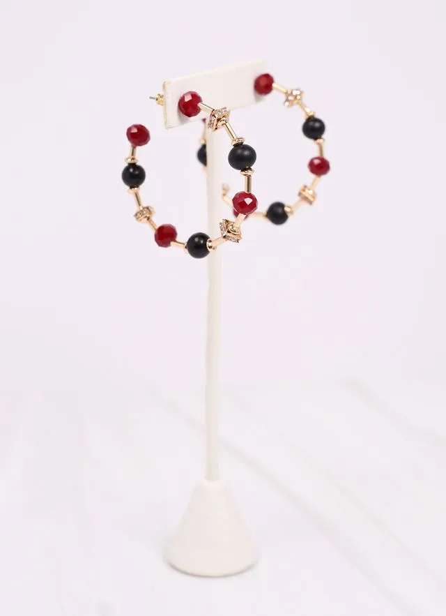 Gerald Beaded Hoop Earring GARNET BLACK