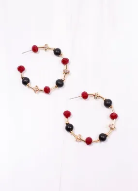 Gerald Beaded Hoop Earring GARNET BLACK