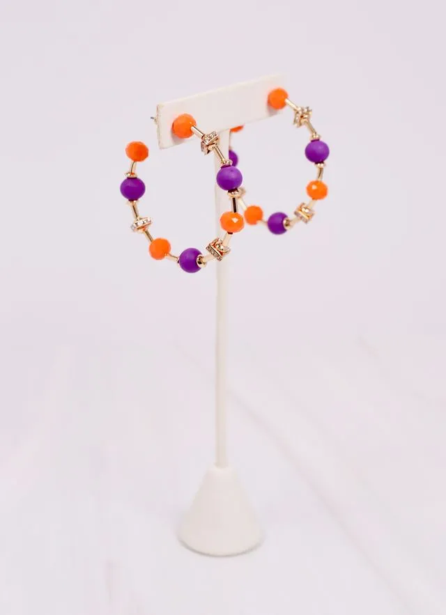 Gerald Beaded Hoop Earring ORANGE PURPLE