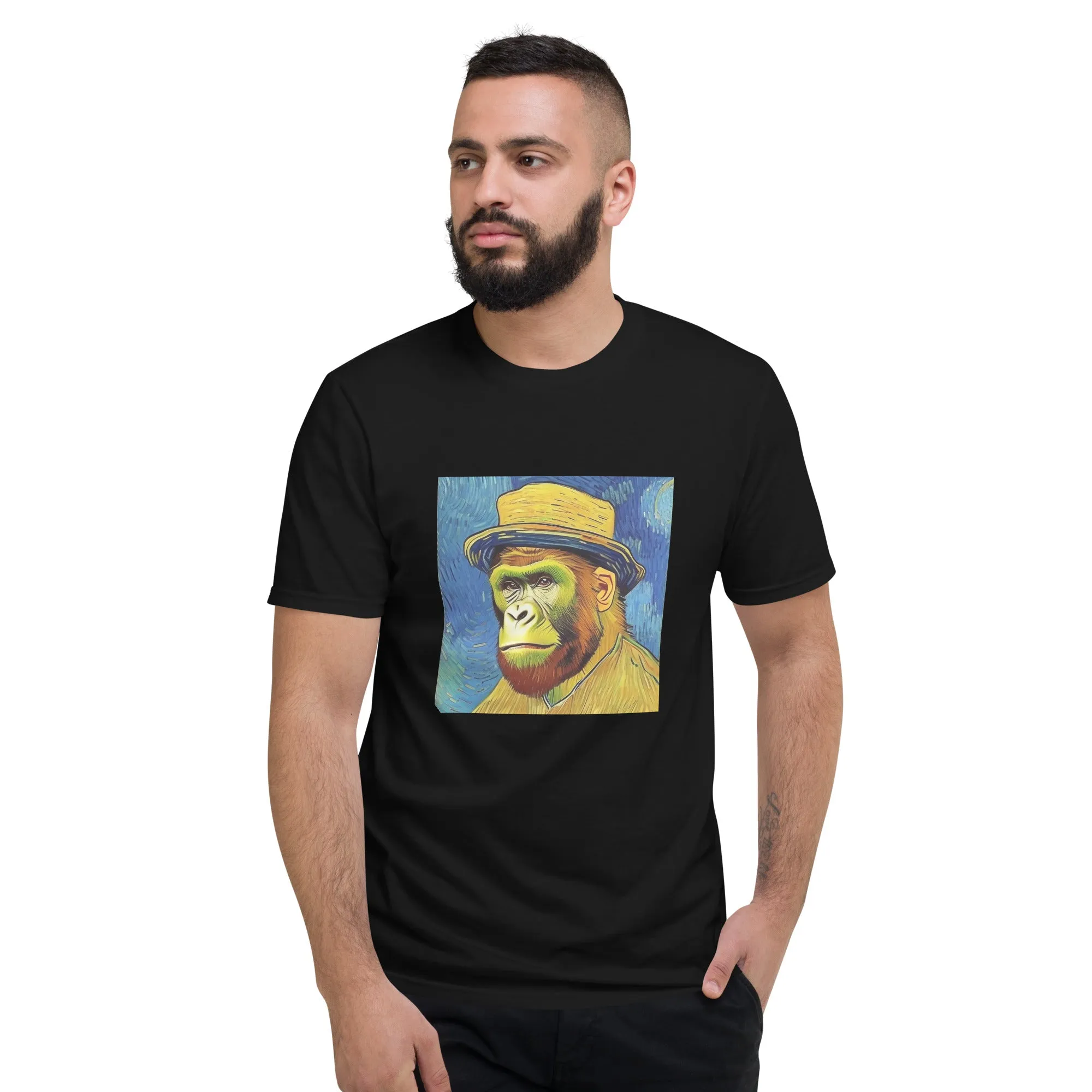 Gerald Black Short Sleeve Artful Gorilla Print T-Shirt for Men and Women