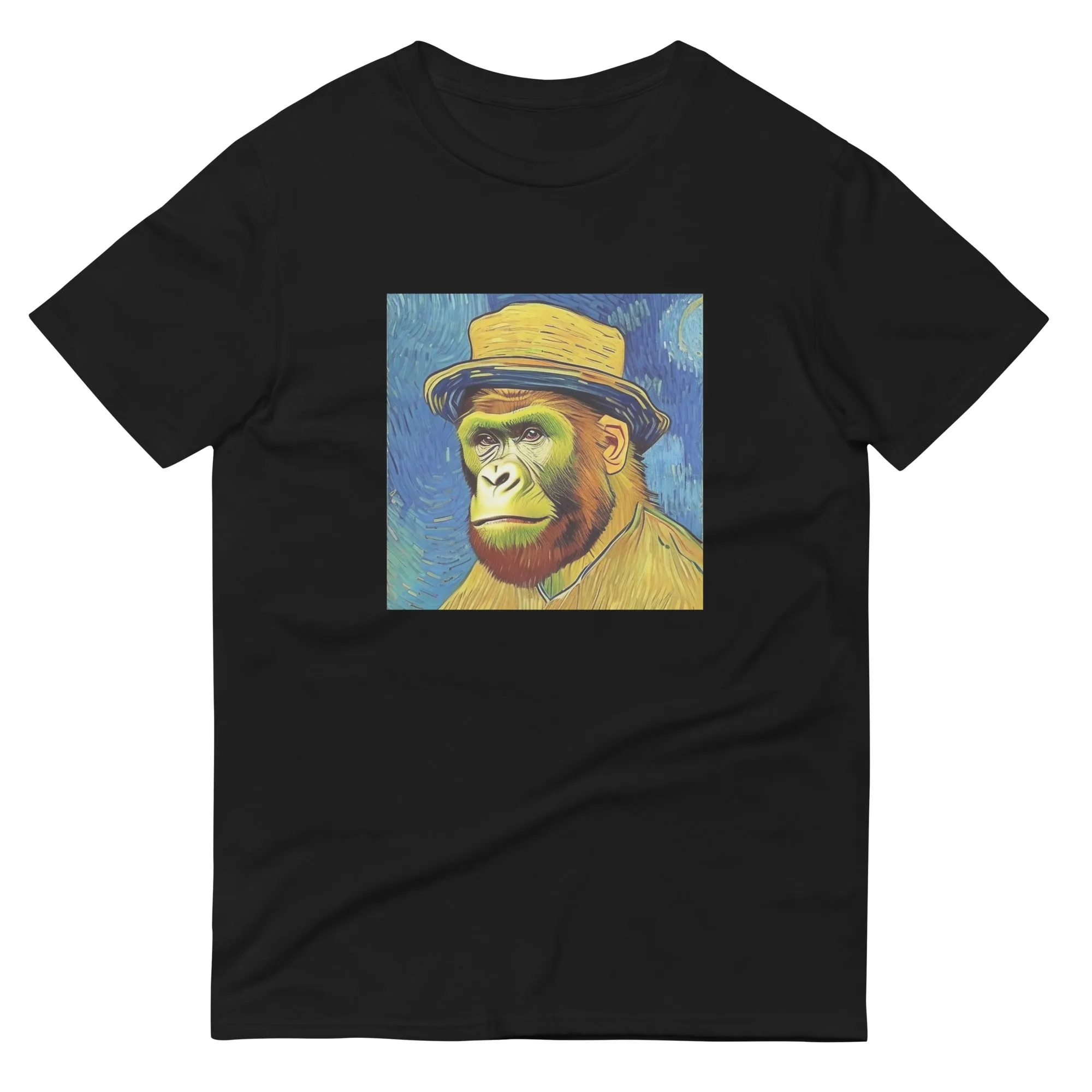 Gerald Black Short Sleeve Artful Gorilla Print T-Shirt for Men and Women