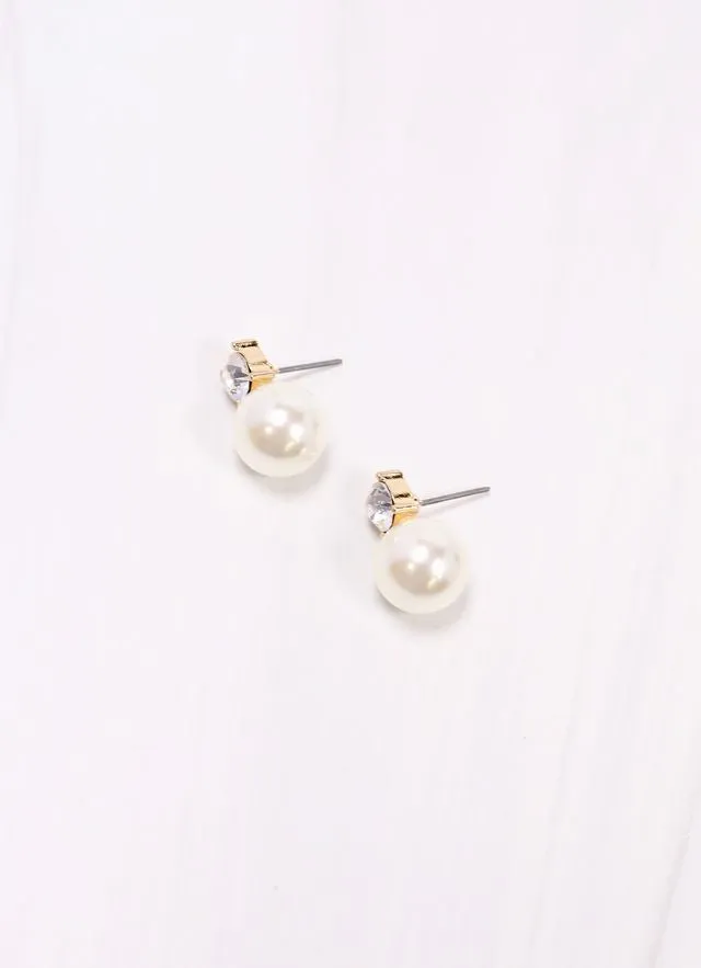 Geraldine Pearl and CZ Earring CREAM