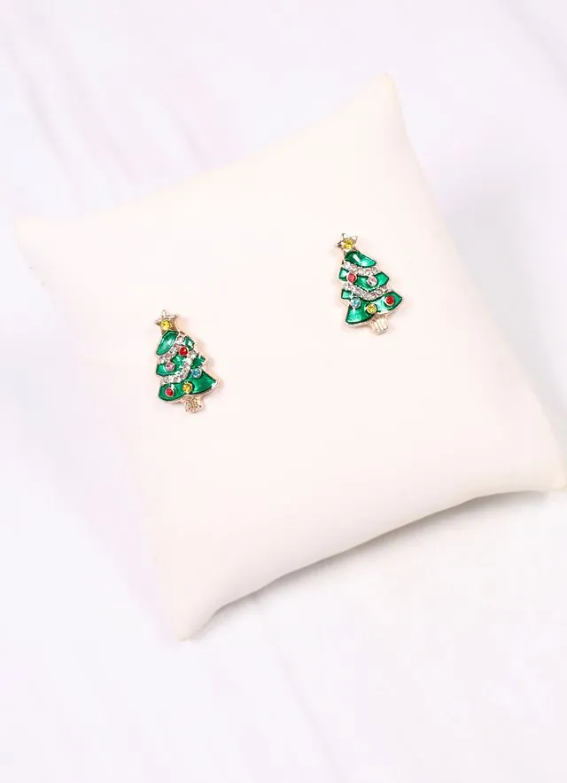 Glistening Christmas Tree Stud Earring GREEN