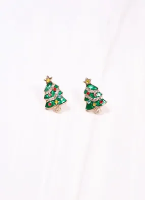 Glistening Christmas Tree Stud Earring GREEN