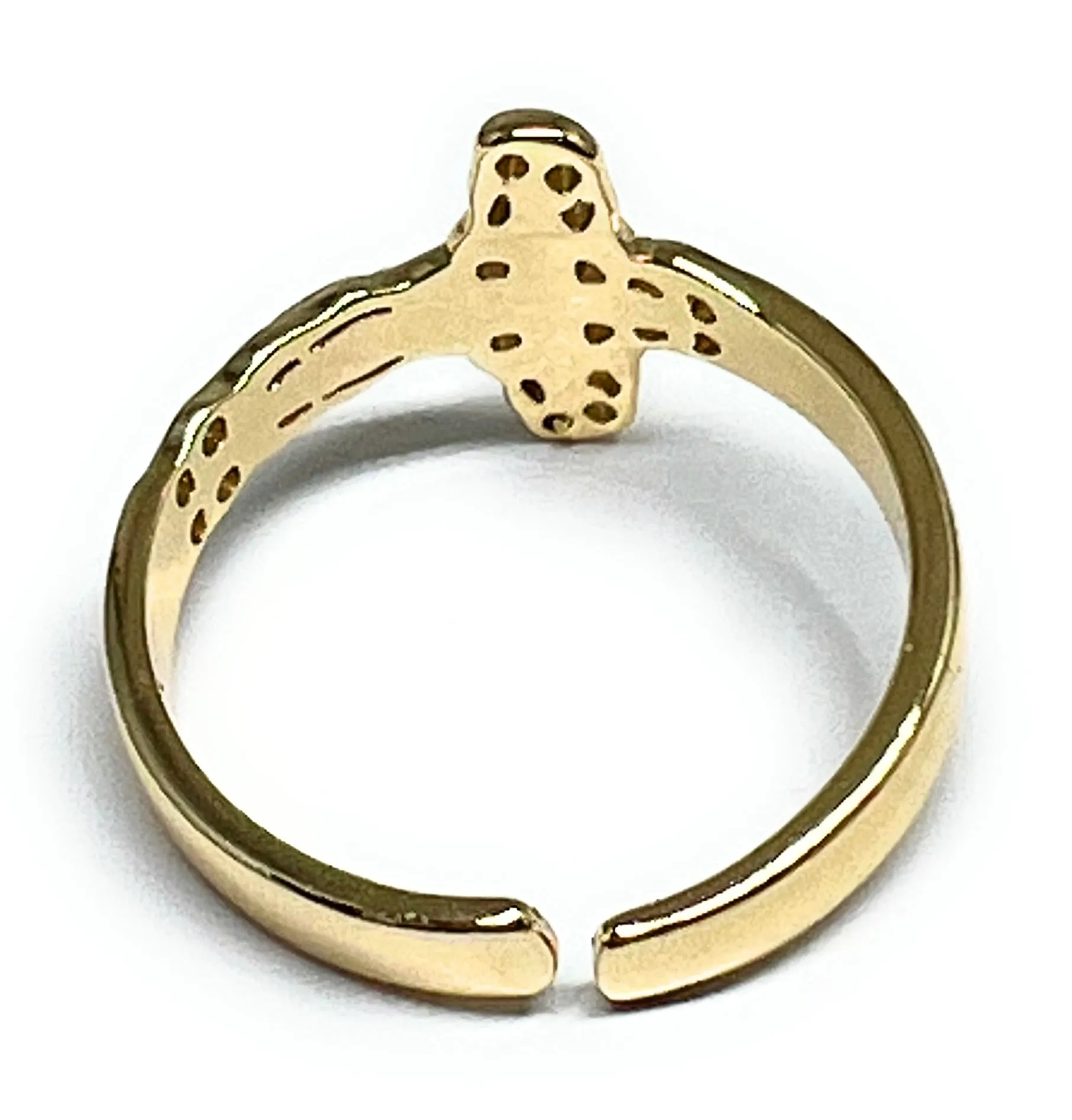 Gold Plated Jesus Crucifix Cross Ring Anillo Adjustable