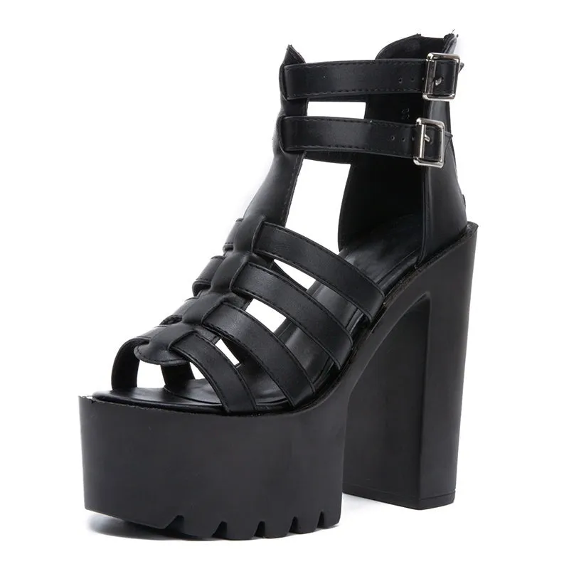 Goth Gladiator Platform Sandals